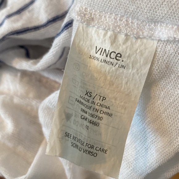 Vince Linen Stripe Sailor Knit Tee Size XS White Blue Short Sleeve - Picture 5 of 7